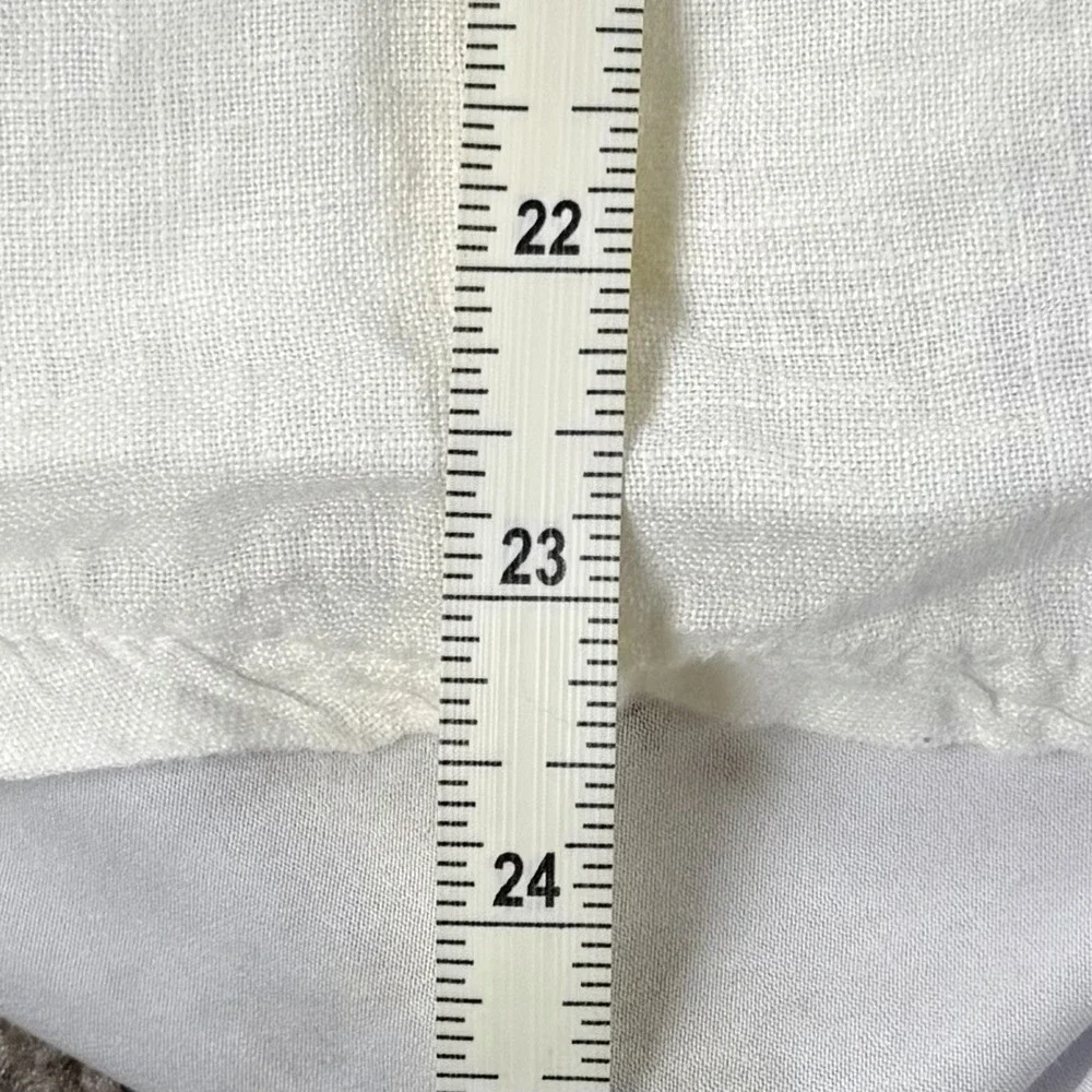 Terzo Millennio Blouse‎ Top M White 100% Linen Made in Italy Bell Sleeve Crochet - Picture 5 of 6